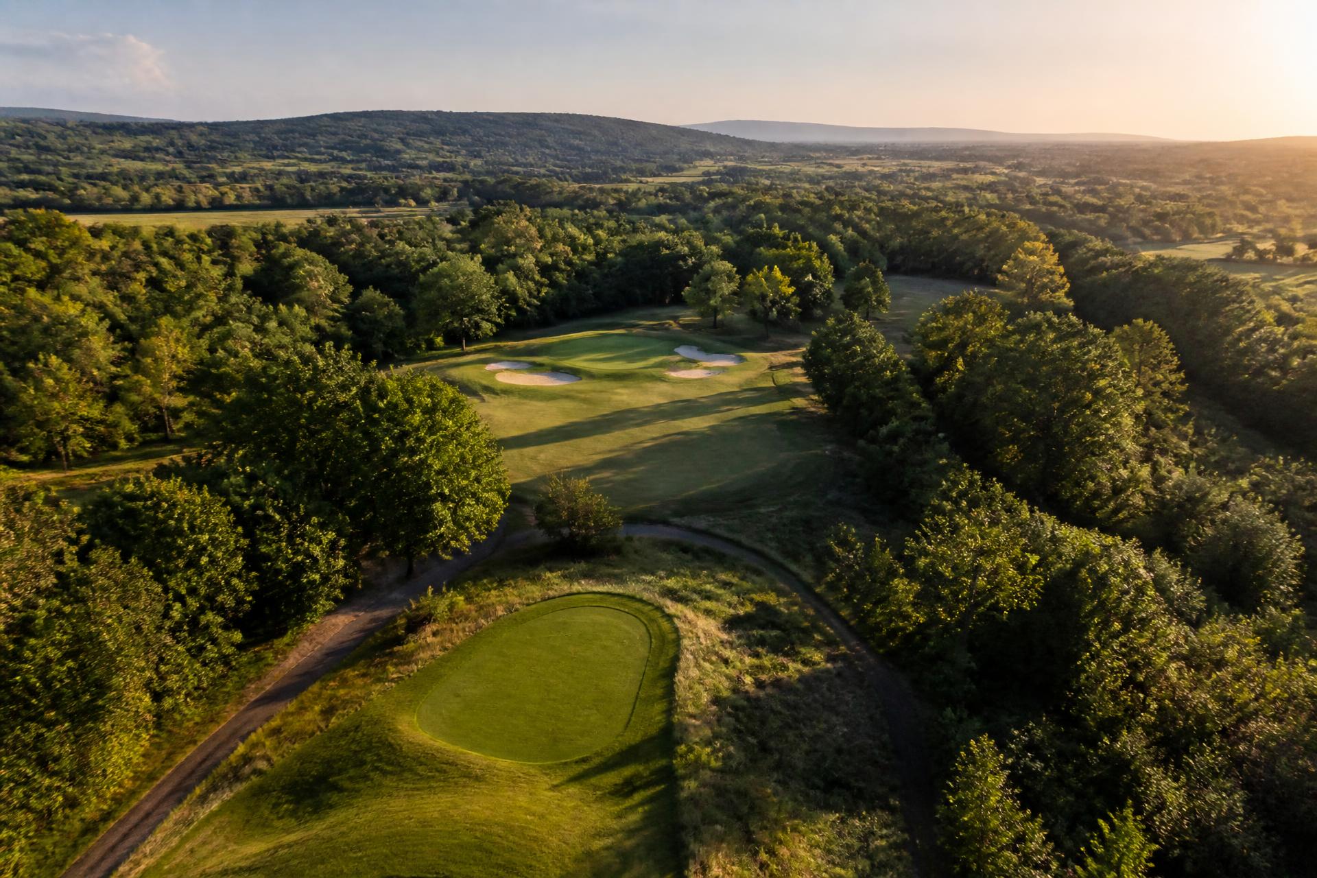 Aerial view of Farleigh Golf Club at golden hour